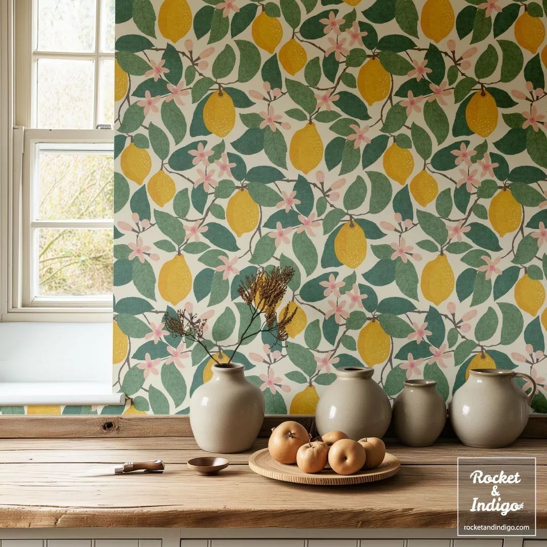 Sunny evenings in the garden and BBQ planning are two of my favourite things at this time of year. The summer is just around the corner! One of my most loved and very summery designs is Lemon Tree, and it's been really popular on wallpaper rolls agai
