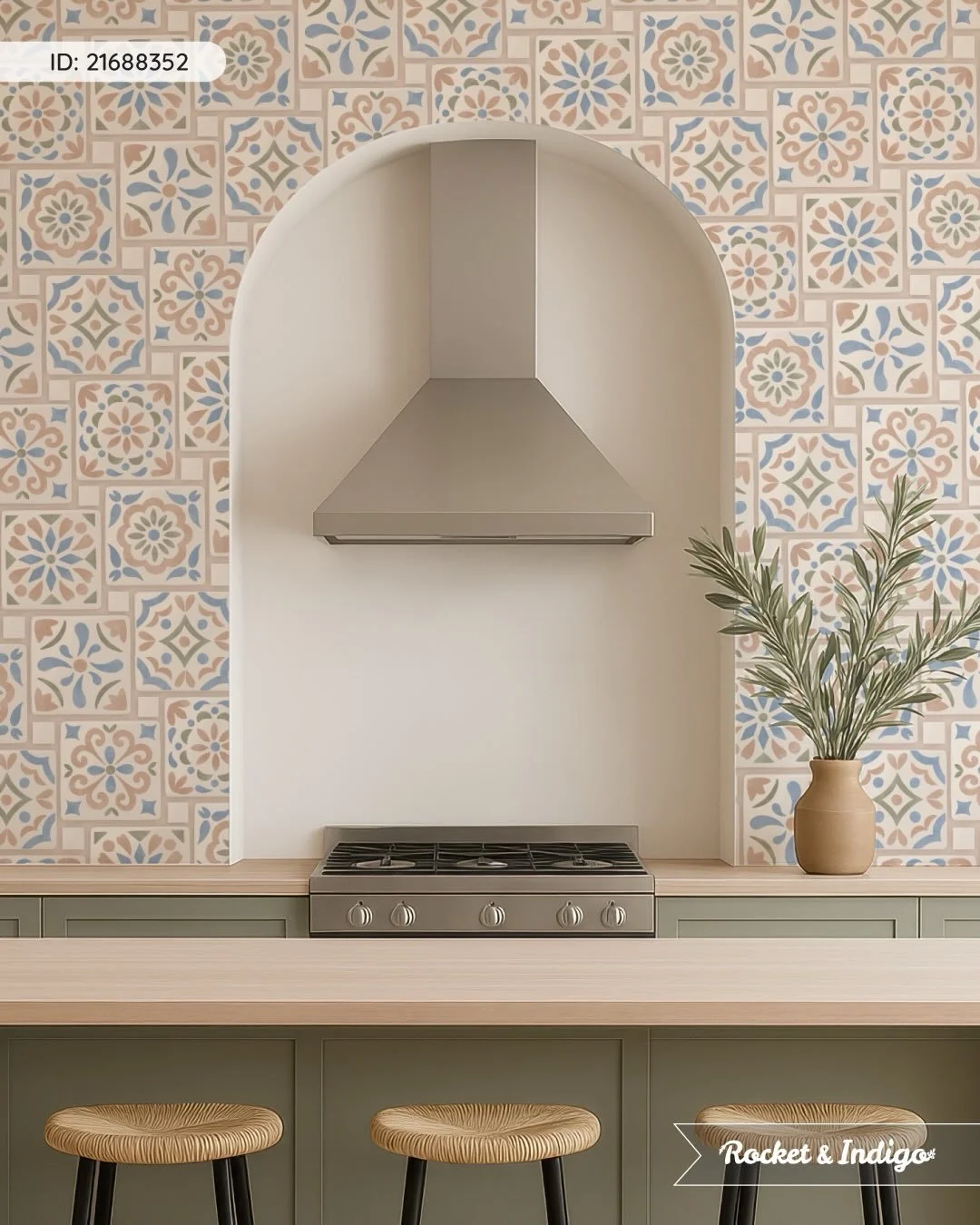 Mediterranean hues ☀️

Terracotta, olive, and blue for this new Mediterranean Tiles design. I chose a soft finish that mimics stencil and brush application for the decoration, giving the pattern a hand-painted feel rather than a crisp print. The layo