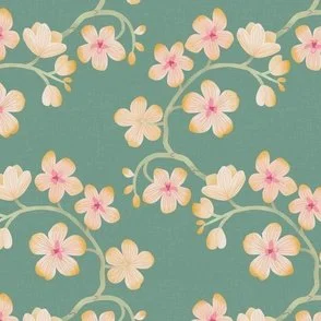 Flowering Orchid - Feldspar Green - Arched Branches in Bloom by Rocket & Indigo