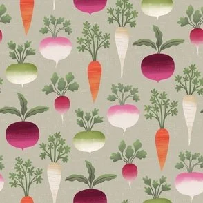 Root Veg - Neutral Green - Farm Fresh Vegetable Field by Rocket & Indigo