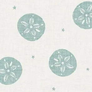 Sand Dollars - Harbor Green & Warm White - Coastal Sea Urchin Shells by Rocket & Indigo