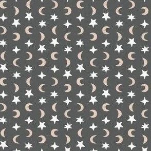 Sky Candy - Charcoal - Celestial Moon and Stars by Rocket & Indigo