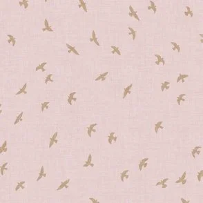 Flock of Birds - Sunset Pink & Golden Tan Minimalist Sky Silhouettes by Rocket & Indigo