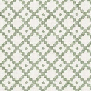 Pebble Lattice - Warm White & Seagrass Green - Textured Coastal Trellis by Rocket & Indigo