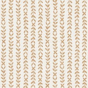 Saltgrass Stripe - Warm White & Golden Sand - Textured Abstract Leaf Vine by Rocket & Indigo
