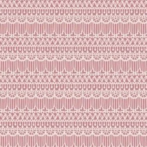 Lace Scallop Stripes on Dusky Red Rose by Rocket & Indigo