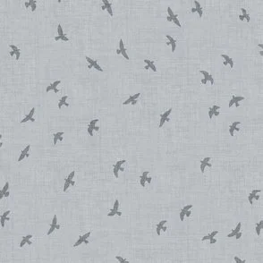 Flock of Birds - Silver Blue & Cool Gray Minimalist Sky Silhouettes by Rocket & Indigo