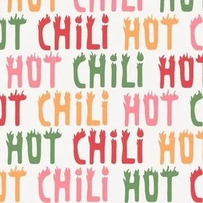 Hot Chili Flame Lettering - Multicolor Text on White - Pattern by Rocket & Indigo
