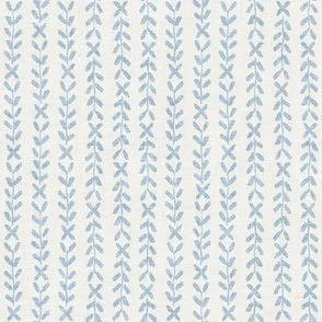 Saltgrass Stripe - Warm White & Sky Blue - Textured Abstract Leaf Vine by Rocket & Indigo
