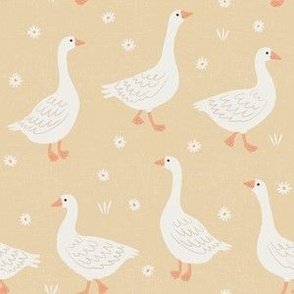 Goose Country - Pastel Yellow & White Cottagecore Farmhouse Birds by Rocket & Indigo