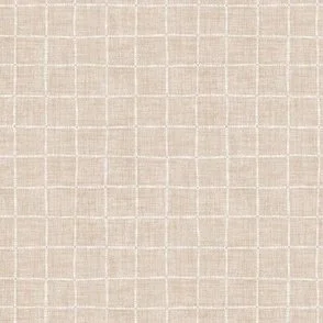 Playful Plaid Grid - Beige & White Freehand Geometric Lines by Rocket & Indigo