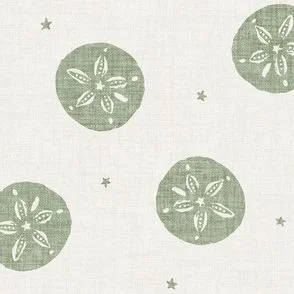 Sand Dollars - Seagrass Green & Warm White - Coastal Sea Urchin Shells by Rocket & Indigo