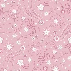 Sparkly Night - Pastel Pink - Celestial Sky of Stars by Rocket & Indigo