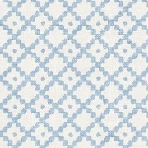 Pebble Lattice - Warm White & Sky Blue - Textured Coastal Trellis by Rocket & Indigo