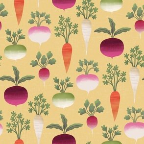 Root Veg - Sunshine Yellow - Farm Fresh Vegetable Field by Rocket & Indigo