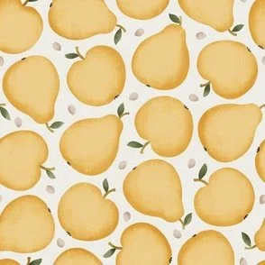 Orchard Fruit - Sunny Yellow - Apples & Pears Harvest by Rocket & Indigo