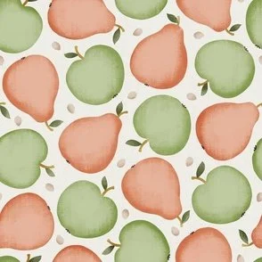 Orchard Fruit - Green & Peach - Apples & Pears Harvest by Rocket & Indigo