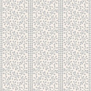 Block Print Branch Stripe - Ivory Light Gray Botanical Vine by Rocket & Indigo