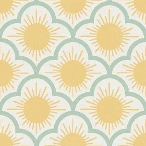 Hello Sunshine - Pastel Yellow & Green - Morning Sun Scallops by Rocket & Indigo