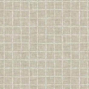 Playful Plaid Grid - Pebble & White Freehand Geometric Lines by Rocket & Indigo