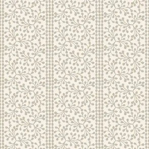Block Print Branch Stripe - Ivory Mossy Pebble Botanical Vine by Rocket & Indigo