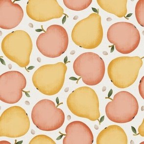 Orchard Fruit - Peach & Yellow - Apples & Pears Harvest by Rocket & Indigo
