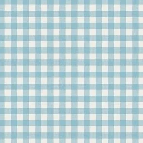 Gingham Check - Aqua Blue - Faux Weave Checkerboard Quarter-Inch Squares by Rocket & Indigo