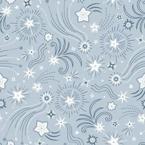Sparkly Night - Pastel Blue - Celestial Sky of Stars by Rocket & Indigo
