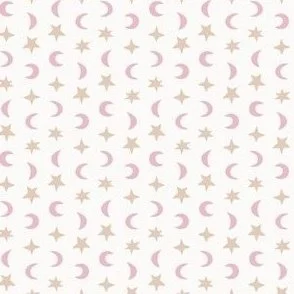 Sky Candy - White & Baby Pink - Celestial Moon and Stars by Rocket & Indigo