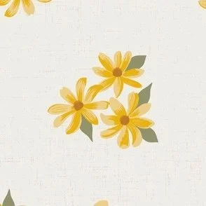 Country Flowers - Golden Yellow Spacious Floral Scatter by Rocket & Indigo