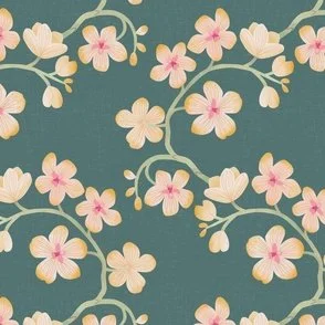 Flowering Orchid - Sagebrush Green - Arched Branches in Bloom by Rocket & Indigo