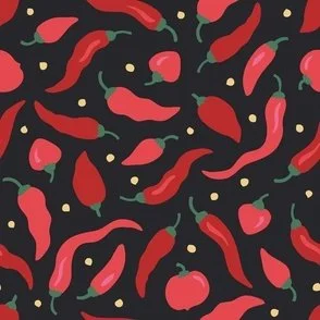Spice Is Nice (M) - Fiery Red on Black - Hot Chili Pepper Scatter