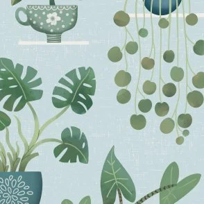 Plant Shelves - Sky Blue & Green - Biophilic Indoor Houseplant Garden by Rocket & Indigo