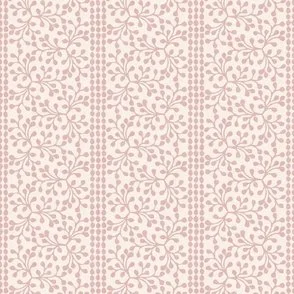 Block Print Branch Stripe - Ivory Dusty Pink Botanical Vine by Rocket & Indigo