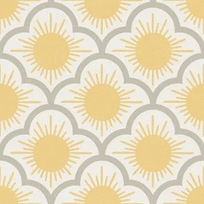 Hello Sunshine - Pastel Yellow & Taupe - Morning Sun Scallops by Rocket & Indigo
