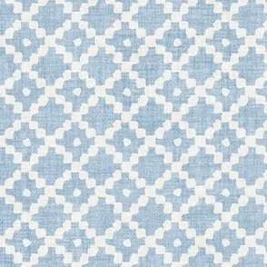 Pebble Lattice - Sky Blue & Warm White - Textured Coastal Trellis by Rocket & Indigo