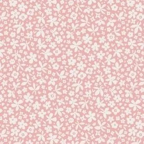 Ditsy Floral Blooms - Soft Pink Rose with White Flowers by Rocket & Indigo