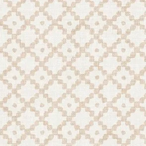 Pebble Lattice - Warm White & Beach Beige - Textured Coastal Trellis by Rocket & Indigo