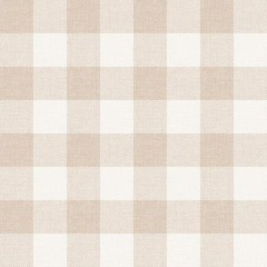 Gingham (Large) - Pastel Beige & Ivory White - 1- Inch Square Check with Textured Weave by Rocket & Indigo