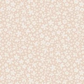 Ditsy Floral Blooms - Pastel Peach with White Flowers by Rocket & Indigo