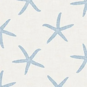 Sea Stars - Sky Blue on Warm White - Coastal Textured Starfish by Rocket & Indigo