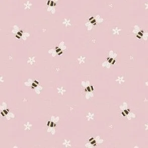 Bees Buzzing - Pastel Pink - Cute Flying Bumblebees by Rocket & Indigo