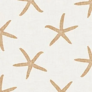 Sea Stars - Golden Sand on Warm White - Coastal Textured Starfish by Rocket & Indigo