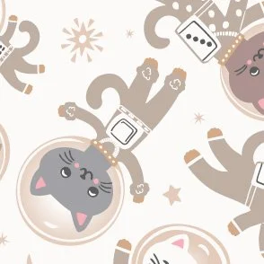 Catronauts - Taupe & White - Pet Cats in Space - Kitten Astronauts by Rocket & Indigo