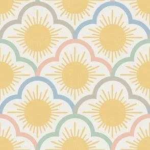Hello Sunshine - Pastel Yellow & Multicolor - Morning Sun Scallops by Rocket & Indigo