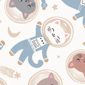 Catronauts - Blue & White - Pet Cats in Space - Kitten Astronauts by Rocket & Indigo