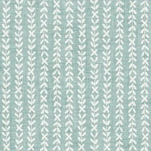 Saltgrass Stripe - Harbor Green & Warm White - Textured Abstract Leaf Vine by Rocket & Indigo