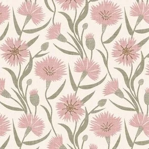 Cornflower Stems - Ivory & Blush Pink Country Meadow Farmhouse Floral by Rocket & Indigo