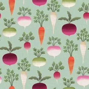 Root Veg - Mint Green - Farm Fresh Vegetable Field by Rocket & Indigo