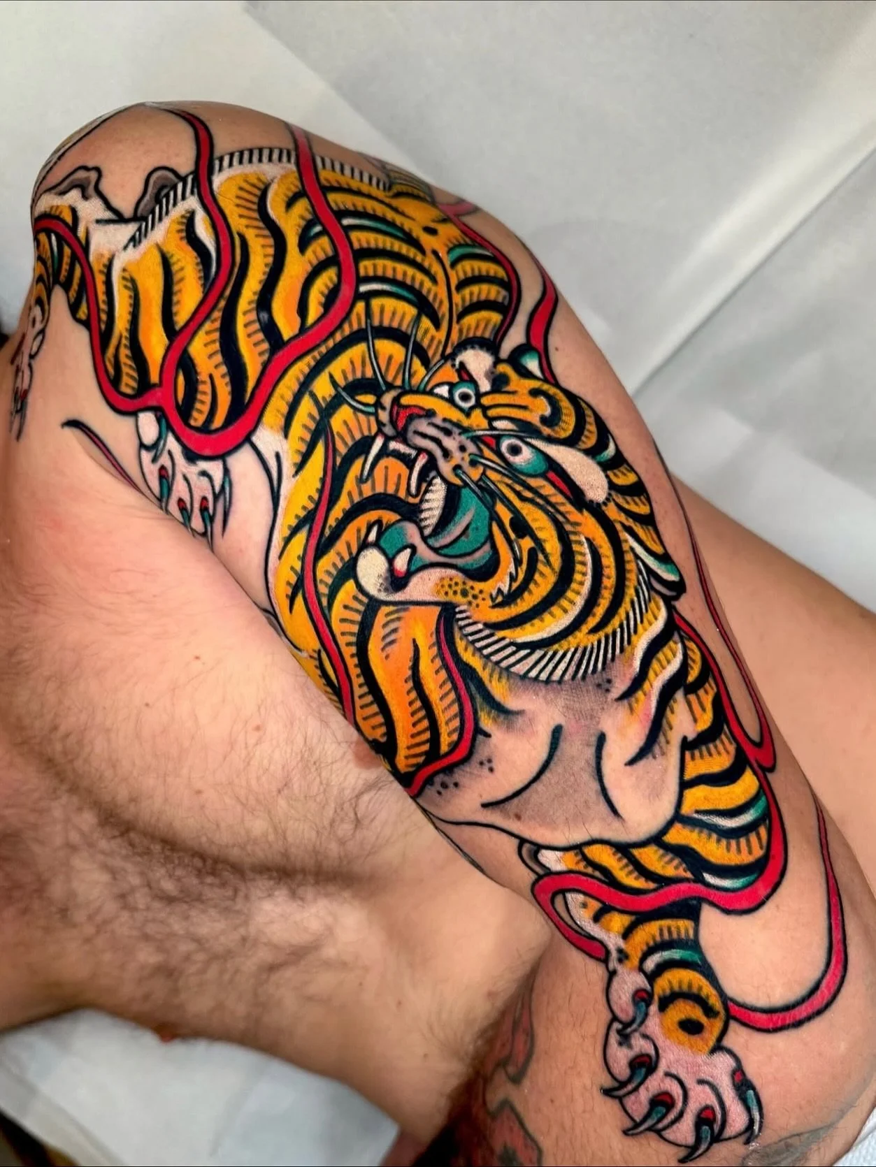 Epic tiger by @michaelrasetti at @thegrimreapertattoo 

Done using @lotusneedles

The highest quality Japanese surgical grade 316L steel 
99.5% perfection rate
By tattooers, for tattooers 

www.lotusneedles.com

🪷CARTRIDGES AVAILABLE NOW, link in bi